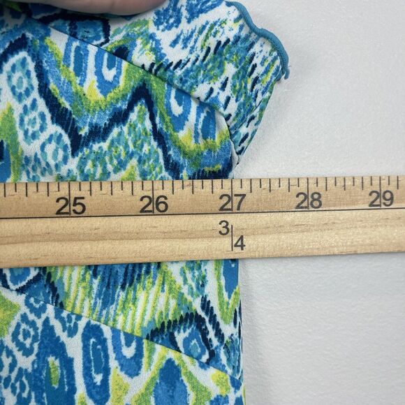 Zac & Rachel Womens Top Size 3X Blue Geo Printed Blouse Boho Flowy Art Casual - Picture 6 of 7